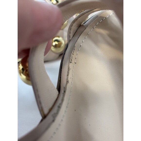AGL Attilio Giusti Leombruni Strappy Sandals Beige Leather Gold Studs Size 40 - Picture 6 of 12